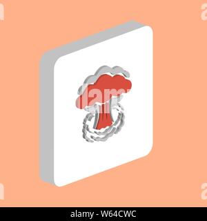 Nuclear Explosion Simple vector icon Illustration symbol design template for web mobile UI element Perfect color isometric pictogram on 3d white squar Stock Vector