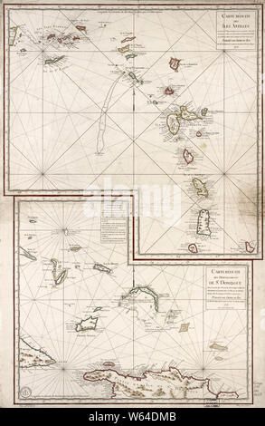 American Revolutionary War Era Maps 1750-1786 480 Carte réduite des îles Antilles au nord du 13me degré de latitude Carte réduite des debouquements de St Rebuild and Repair Stock Photo