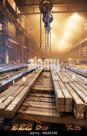 Warehouse metal blank. Electroplating plant for the metal Stock Photo