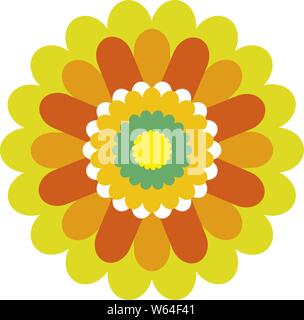 Vector illustration. Geometric simple daisy flower icon in regular shape. Stock Vector