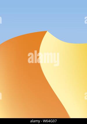 Vector illustration. Desert background with solitude dune and open sky. Stock Vector
