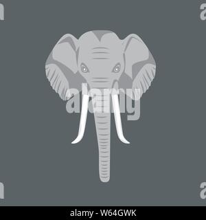 African elephant head with front view. Vector illustration. Stock Vector