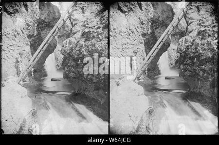 Crystal Cascade between upper and lower Falls. Yellowstone National Park. Stock Photo