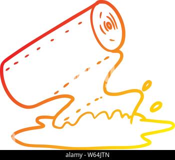 warm gradient line drawing of a cartoon kitchen towel soaking up spill Stock Vector