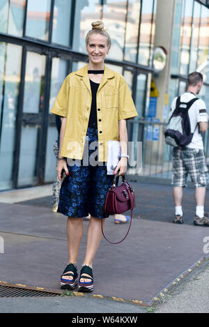 Street Snap during the Paris Fashion Week Spring/Summer 2019 in Paris, France. Stock Photo