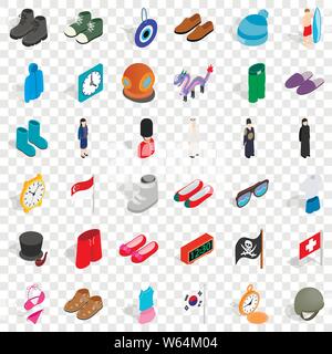 Mode icons set, isometric style Stock Vector