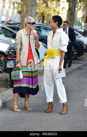 Street Snap during the Paris Fashion Week Spring/Summer 2019 in Paris, France. Stock Photo