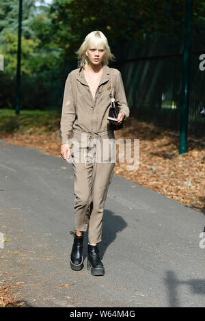 Street Snap during the Paris Fashion Week Spring/Summer 2019 in Paris, France. Stock Photo