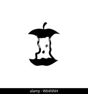 Apple Stub, Stump. Flat Vector Icon illustration. Simple black symbol on white background. Apple Stub, Stump sign design template for web and mobile U Stock Vector