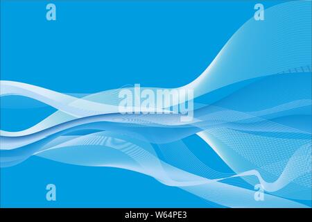 Vector illustration. Blue smoke background in horizontal shape. Softly curved. Stock Vector