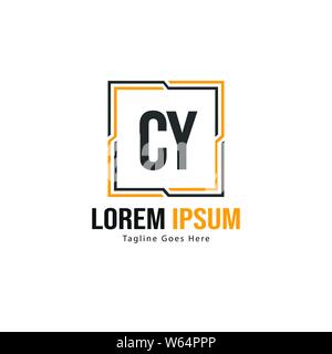 Initial CY logo template with modern frame. Minimalist CY letter logo vector illustration design Stock Vector