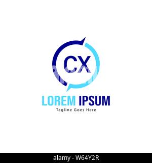 Initial CX logo template with modern frame. Minimalist CX letter logo vector illustration design Stock Vector