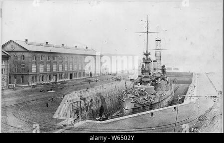 Dry Dock No. 2, USS Oregon in dock, looking SE, C.J. Erickson, contractor. Stock Photo