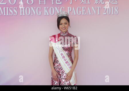 Amber Tang, first runner-up of Miss Hong Kong Pageant 2018, poses during a press conference in Hong Kong, China, 27 August 2018. Stock Photo