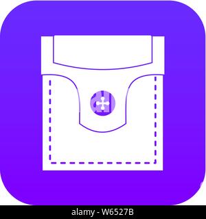 Valve pocket with button icon digital purple Stock Vector