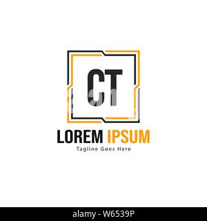 Initial CT logo template with modern frame. Minimalist CT letter logo vector illustration design Stock Vector