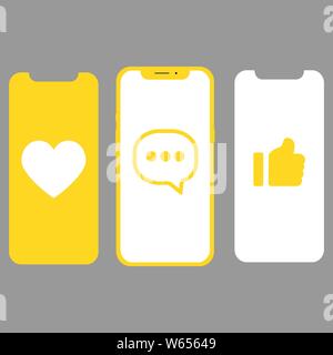 Design UI, screens and flat web icons for mobile apps for a different design.Concept. on grey background. Stock Vector