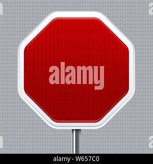 Vector illustration. Stop signal. Traffic road signal with reflective texture. Isolated. Stock Vector