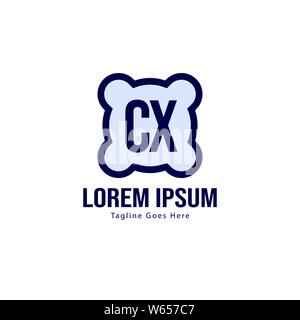 Initial CX logo template with modern frame. Minimalist CX letter logo vector illustration design Stock Vector