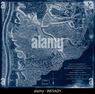 American Revolutionary War Era Maps 1750-1786 780 Plan of the encampment and position of the army under His Excelly Lt General Burgoyne at Swords House on Inverted Rebuild and Repair Stock Photo