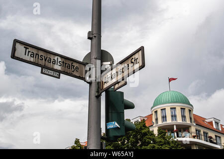 Afrikanische Strasse & Transvaalstrasse road signs in Wedding-Berlin. Street sign Stock Photo