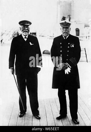 the commander of the Titanic Edward Smith and the ship's builder, 1912 Stock Photo