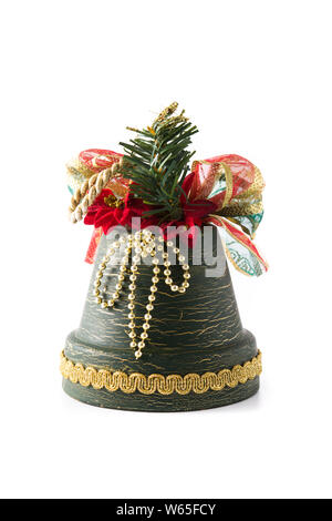 Green christmas bell isolated on white background. Stock Photo