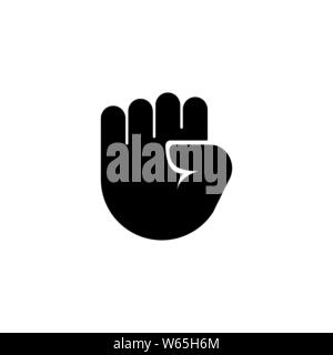Clenched Raised Fist, Victory, Strength, Power. Flat Vector Icon illustration. Simple black symbol on white background. Clenched Raised Fist, Victory Stock Vector