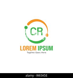 Initial CR logo template with modern frame. Minimalist CR letter logo ...