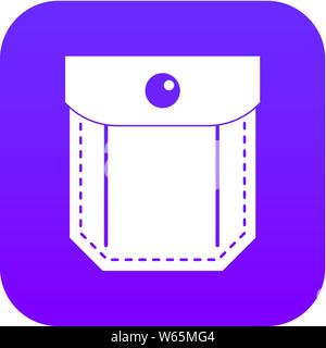 Pocket with valve and button icon digital purple Stock Vector