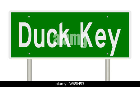 Rendering of a green highway sign for Duck Key Florida Stock Photo