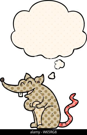 cartoon rat with thought bubble in comic book style Stock Vector