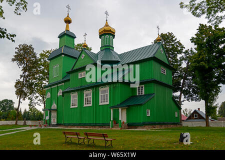 Wooden church, Trzescianka, Podlasie, Poland Stock Photo