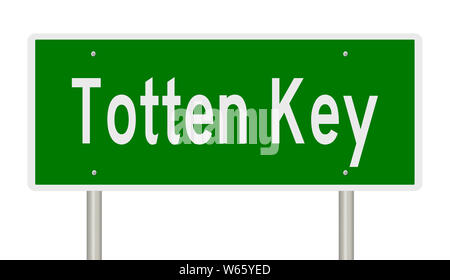 Rendering of a green highway sign for Totten Key Florida Stock Photo