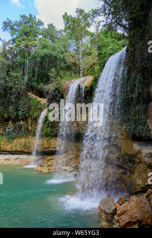 Waterfall, Salto Alto, Comatillo river, Bayaguana, Dominican Republic, Carribean, America Stock Photo