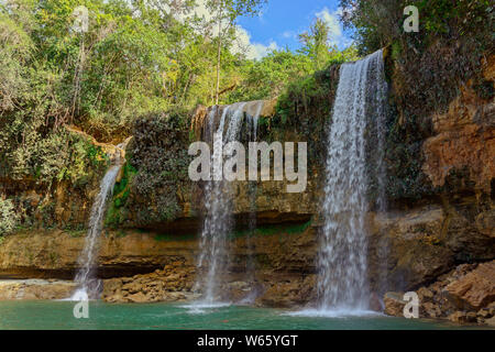 Waterfall, Salto Alto, Comatillo river, Bayaguana, Dominican Republic, Carribean, America Stock Photo
