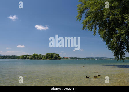 Fraueninsel, view to Krautinsel, july, Lake Chiemsee, Bavaria, Germany Stock Photo