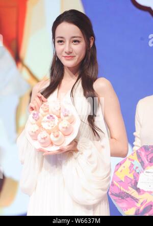Chinese Uigur actress Dilraba Dilmurat attends a promotional event for Haagen-Dazs in Shanghai, China, 15 August 2018. Stock Photo