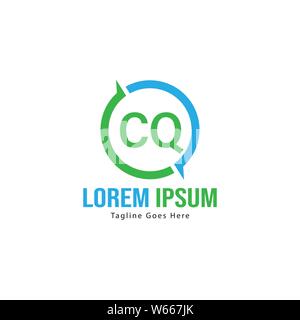 Initial CQ logo template with modern frame. Minimalist CQ letter logo vector illustration design Stock Vector