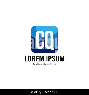 Initial CQ logo template with modern frame. Minimalist CQ letter logo vector illustration design Stock Vector