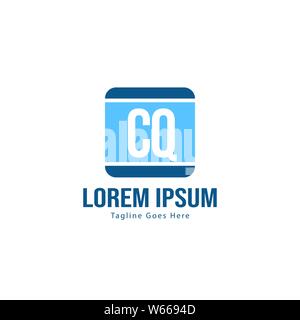 Initial CQ logo template with modern frame. Minimalist CQ letter logo vector illustration design Stock Vector