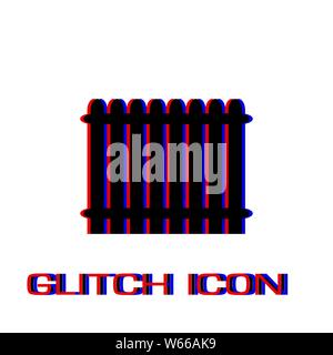 Fence icon flat. Simple pictogram - Glitch effect. Vector illustration symbol Stock Vector