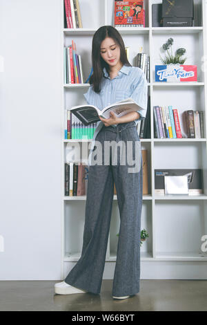 Chinese actress Tian Pujun poses for portrait photos during an exclusive interview by Imaginechina in Shanghai, China, 17 July 2018. Stock Photo