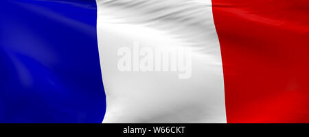 Flag of France using as panorama background, 3d rendering Stock Photo