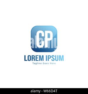 Initial CP logo template with modern frame. Minimalist CP letter logo vector illustration design Stock Vector