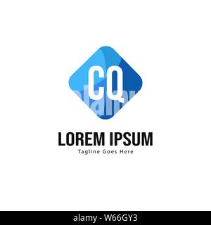 Initial CQ logo template with modern frame. Minimalist CQ letter logo vector illustration design Stock Vector