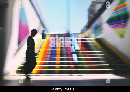 Out of time. Creative street photography . Urban experimental motion blur photo in Constanta city , Romania Stock Photo