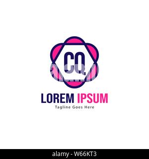 Initial CQ logo template with modern frame. Minimalist CQ letter logo vector illustration design Stock Vector