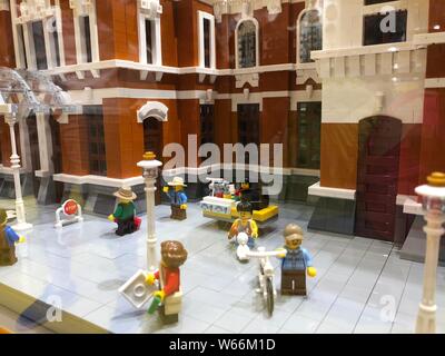 View of a Lego model of the old Shenyang Railway Station in Shenyang ...