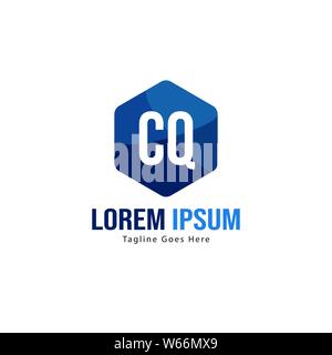 Initial CQ logo template with modern frame. Minimalist CQ letter logo vector illustration design Stock Vector